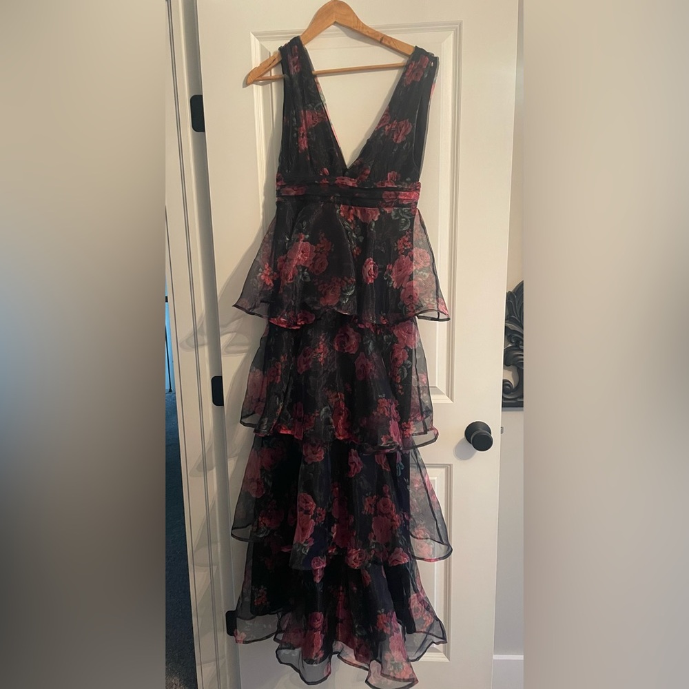 Lulu's Black and Red Floral Dress